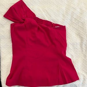 Zara one shoulder pink top back zip - size XS
